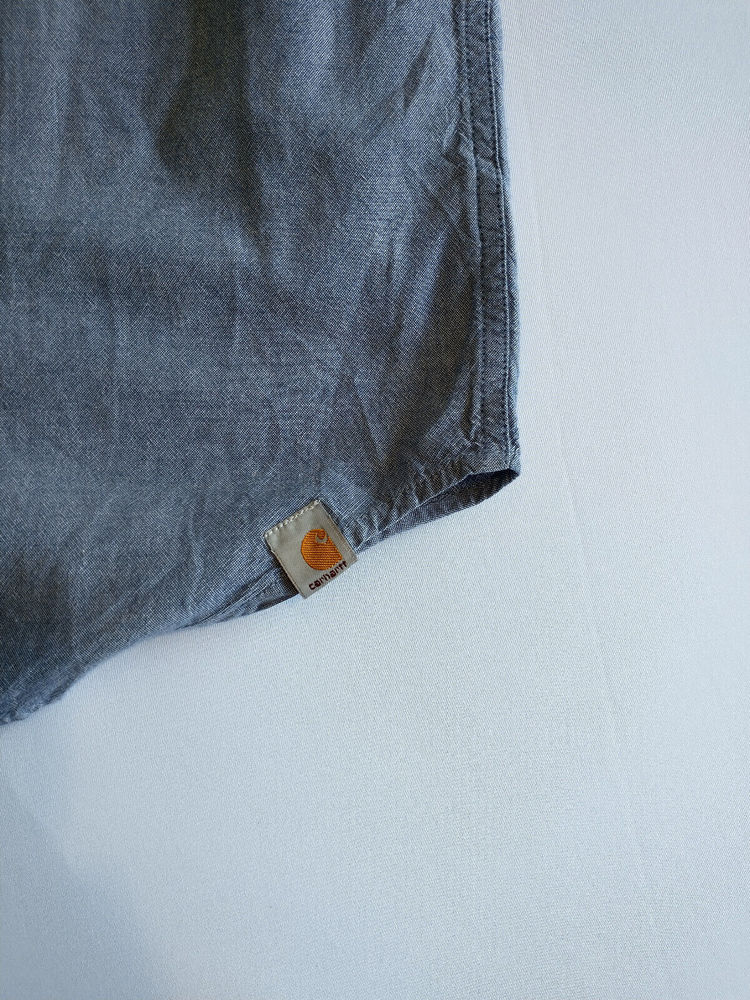 Carhartt | Men's Blue Chambray Short Sleeve Work Shirt Relaxed Fit | L TALL - Picture 2 of 5